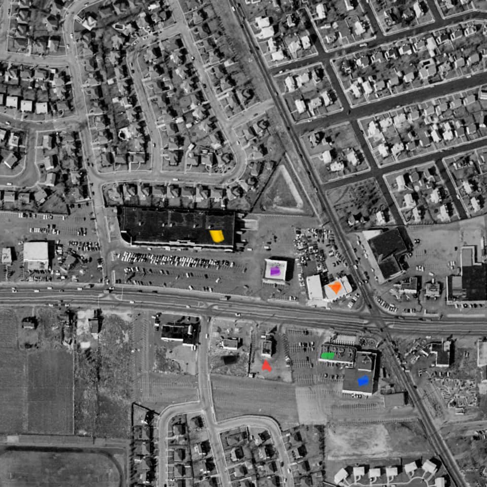 1966 annotated aerial view of the Jolly Roger complex