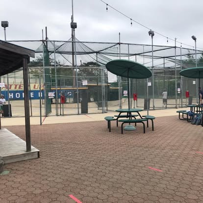 Batter Up courtyard with families