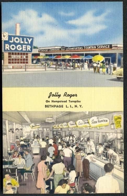Jolly Roger restaurant postcard, Bethpage Long Island